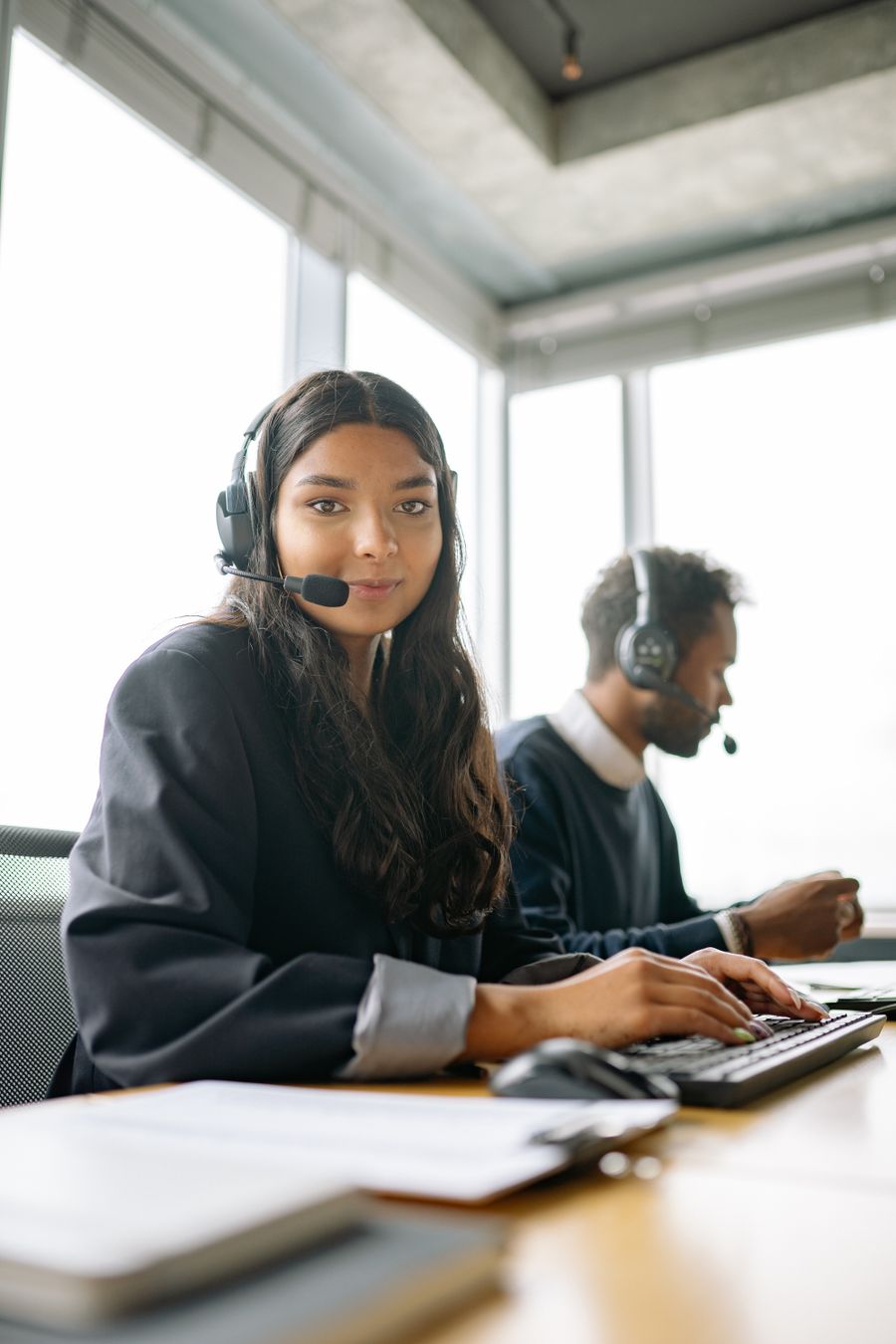 Customer support representative assisting online sellers
